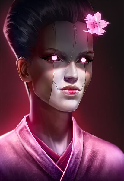 File:Cyberpunk Geisha by Michał Sowa.jpg