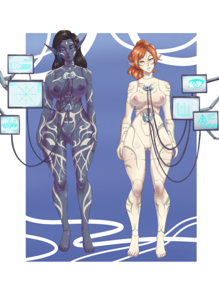 File:Drow Evie and Elf Kyla by AmonDeTauro.png