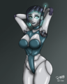 Fan art of Saya's updated fembot persona